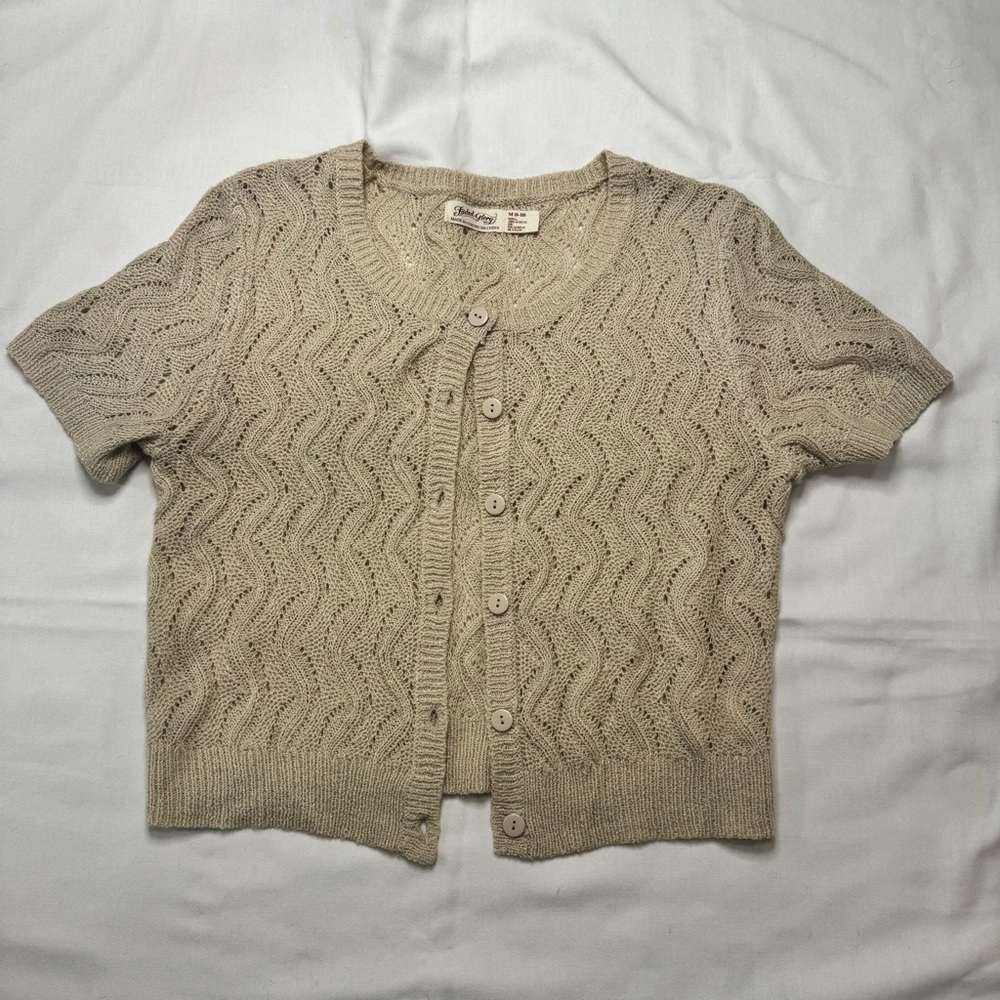 Faded Glory Cream Knit Cardigan